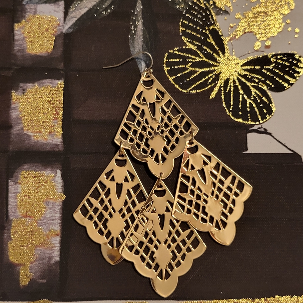 Gold Tiered Earrings